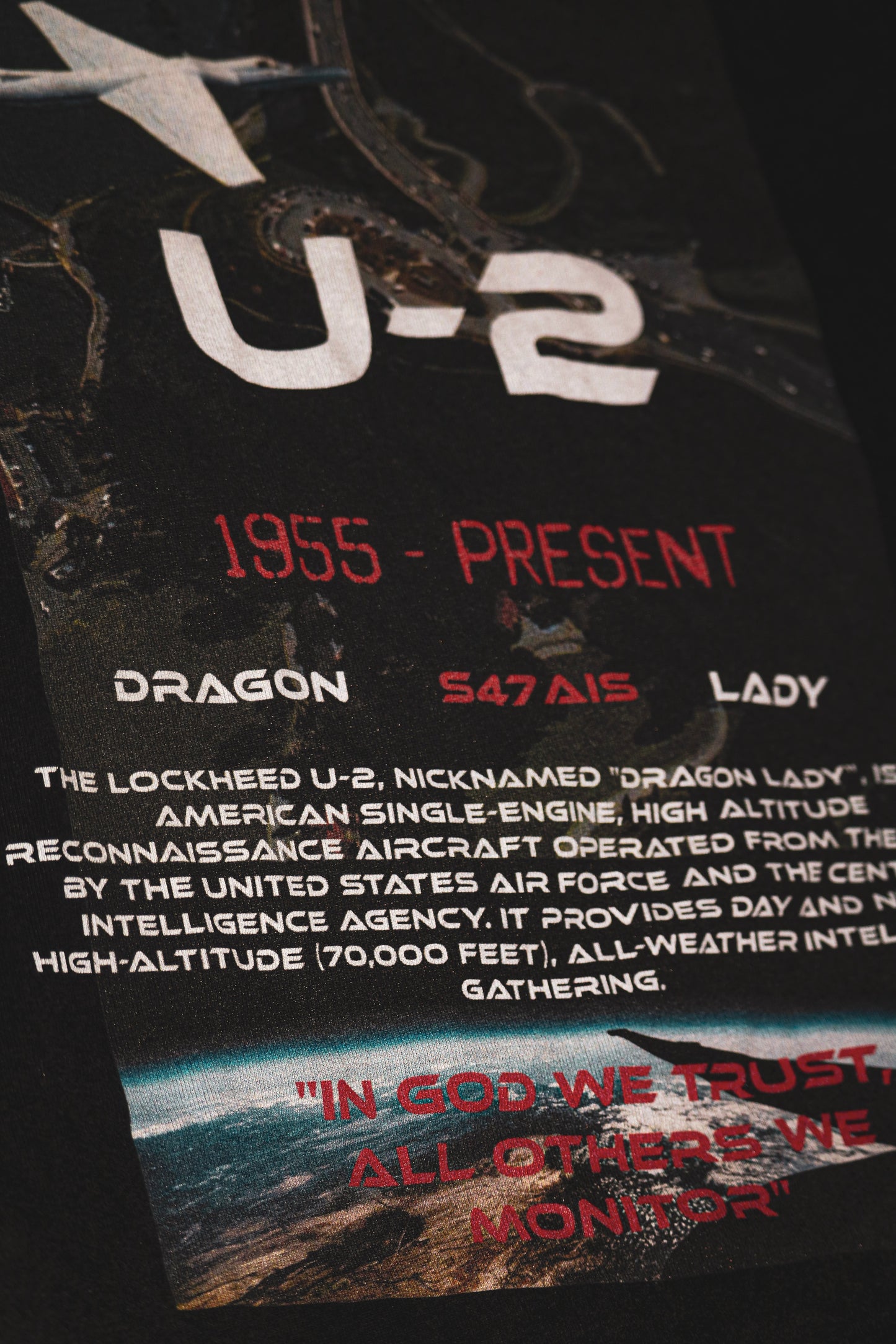 U-2 Spy plane Oversized Faded T-Shirt